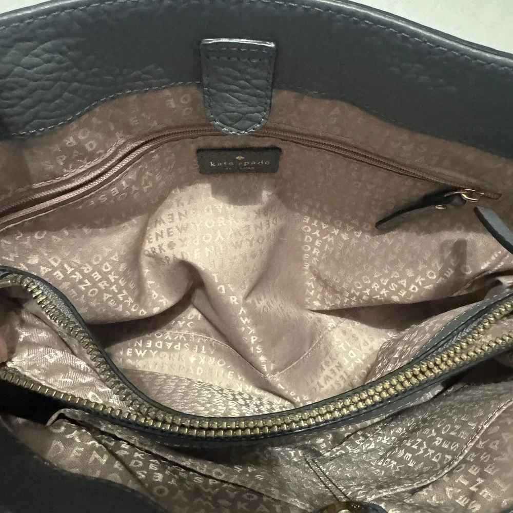 Kate Spade New York Gray Leather Satchel Crossbody Bag Perforated Purse